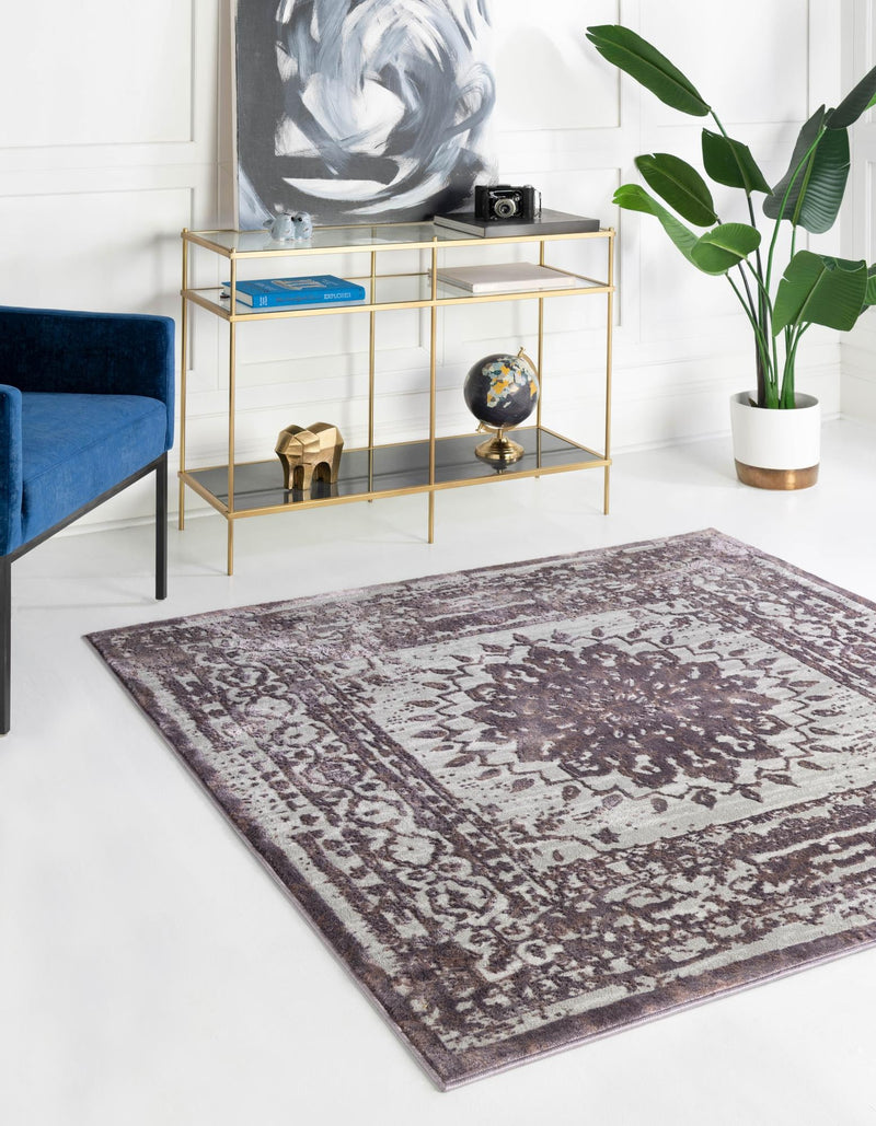 Derbyshire Elegance Collection Area Rug - Buxton Square Violet  lifestyle 45
