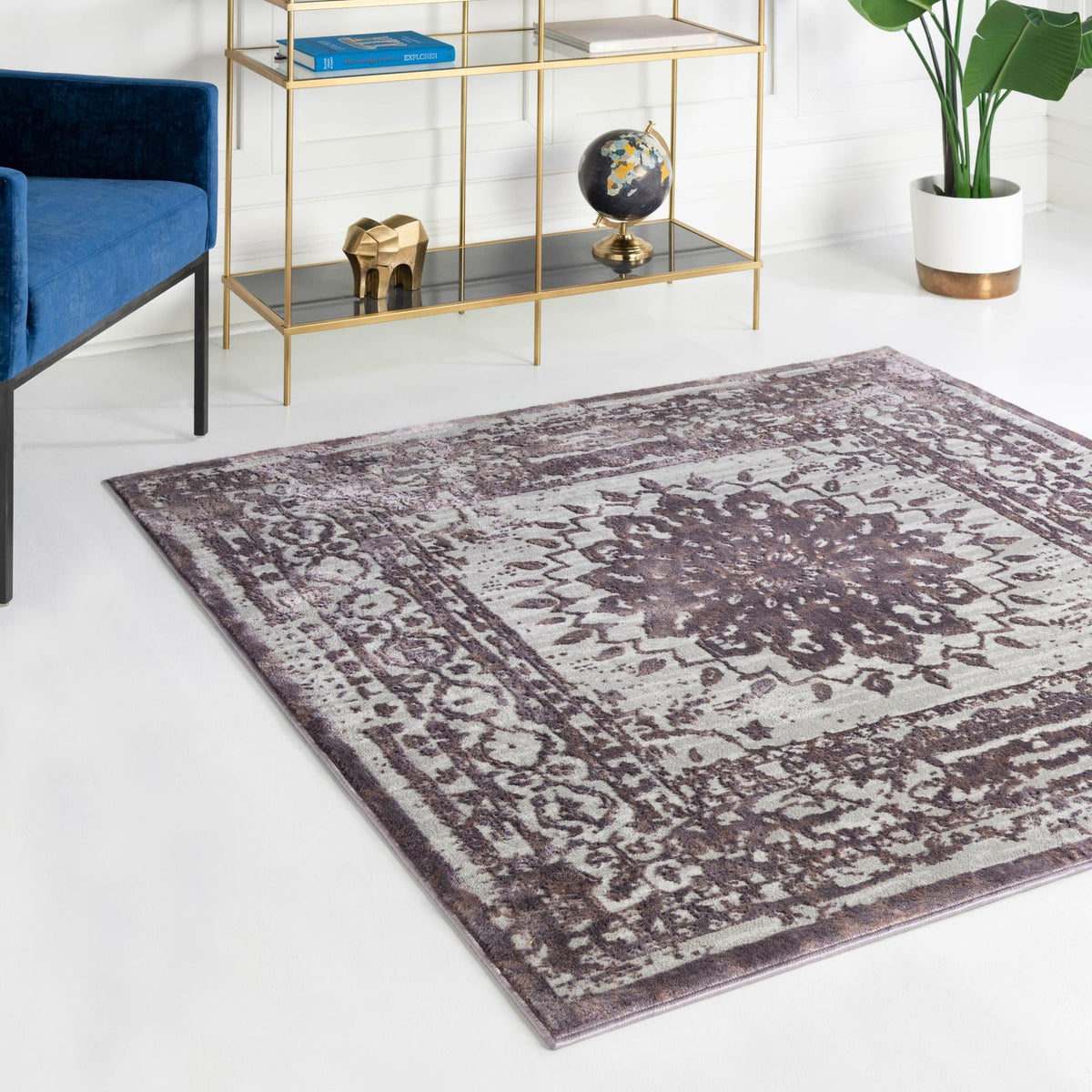 Derbyshire Elegance Collection Area Rug - Buxton Square Violet  lifestyle 113