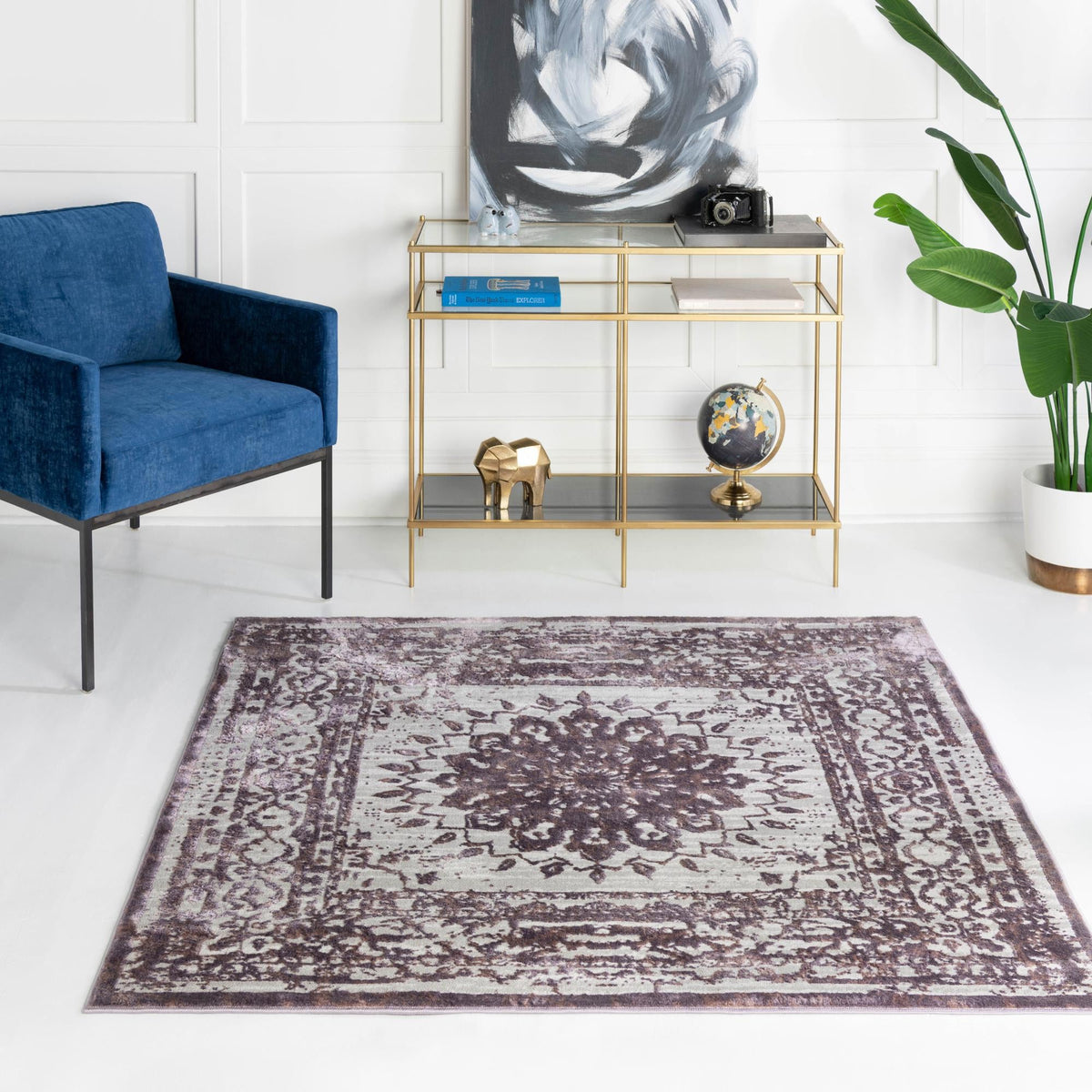 Derbyshire Elegance Collection Area Rug - Buxton Square Violet  lifestyle 125
