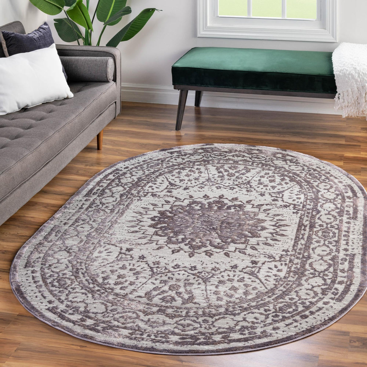 Derbyshire Elegance Collection Area Rug - Buxton Oval Violet  lifestyle 114
