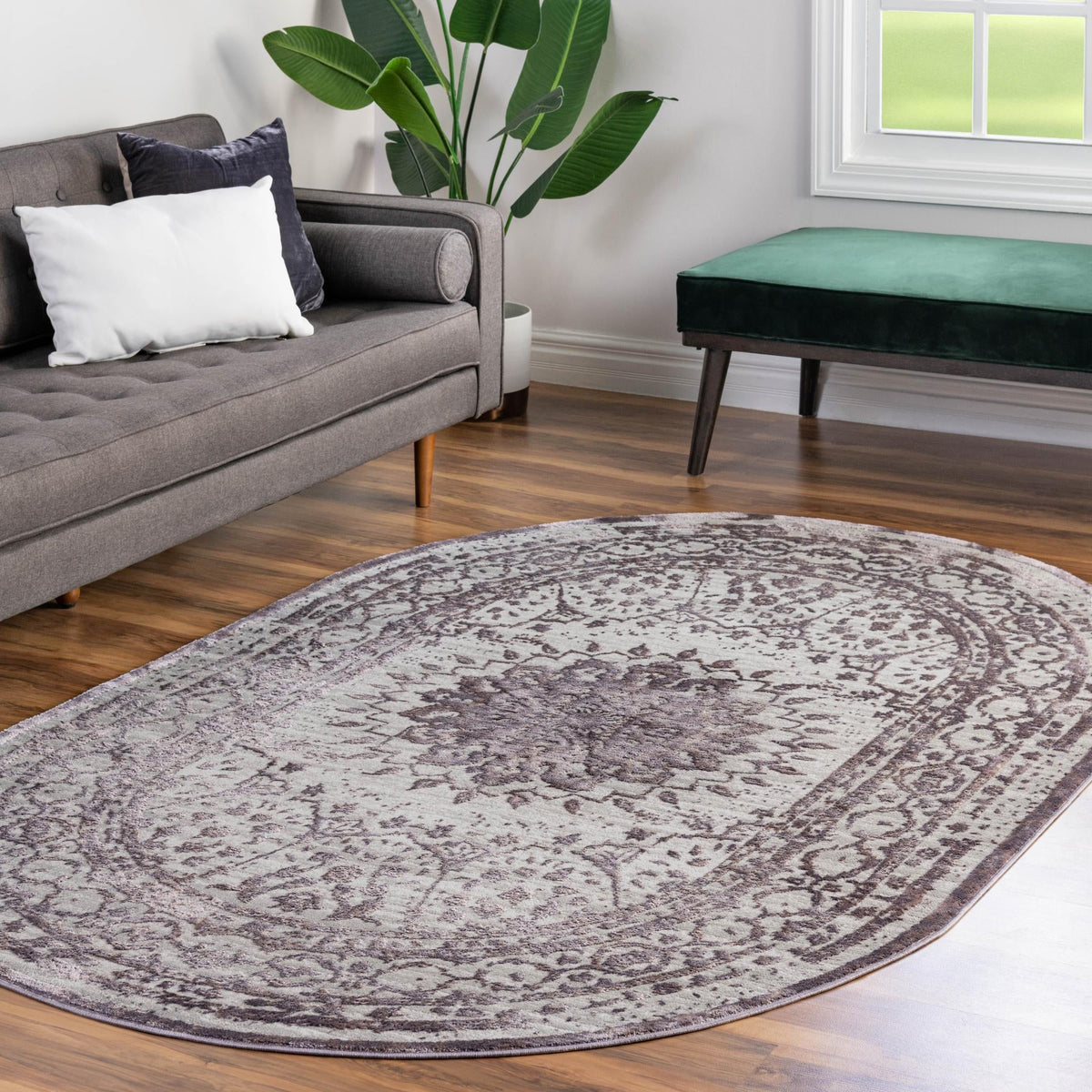 Derbyshire Elegance Collection Area Rug - Buxton Oval Violet  lifestyle 126