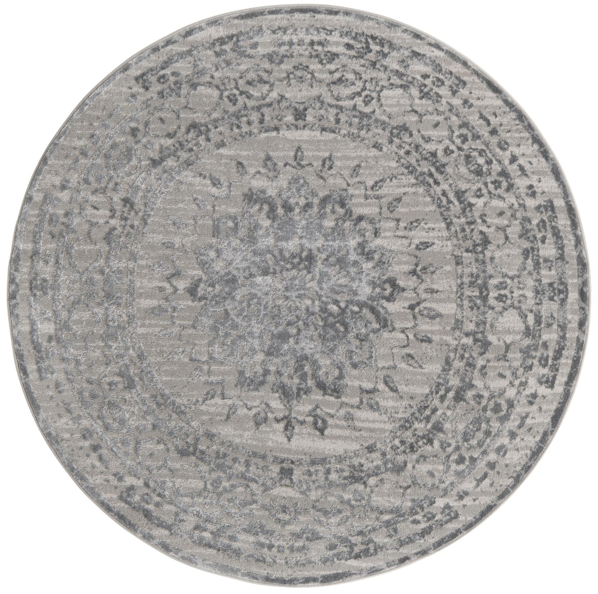 Derbyshire Elegance Collection Area Rug - Buxton Round Gray  lifestyle 15
