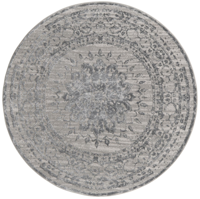Derbyshire Elegance Collection Area Rug - Buxton Round Gray  lifestyle 15