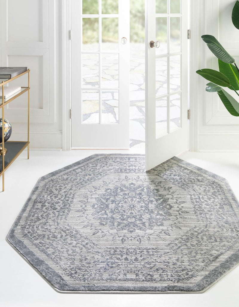 Derbyshire Elegance Collection Area Rug - Buxton Octagon Gray  lifestyle 47
