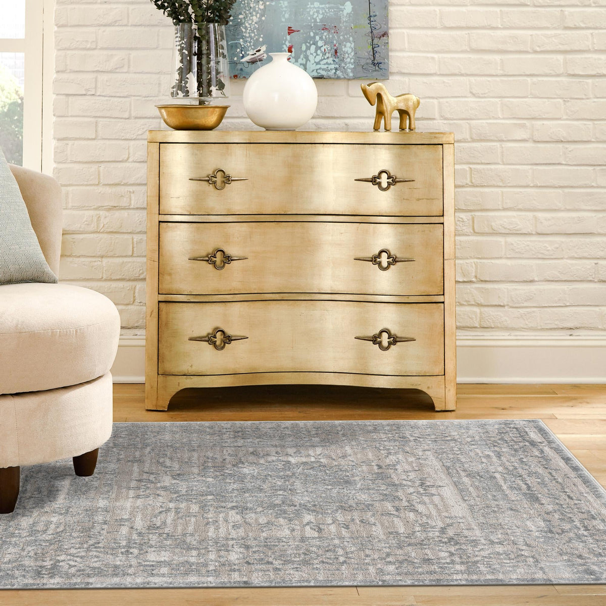 Derbyshire Elegance Collection Area Rug - Buxton Square Gray  lifestyle 62