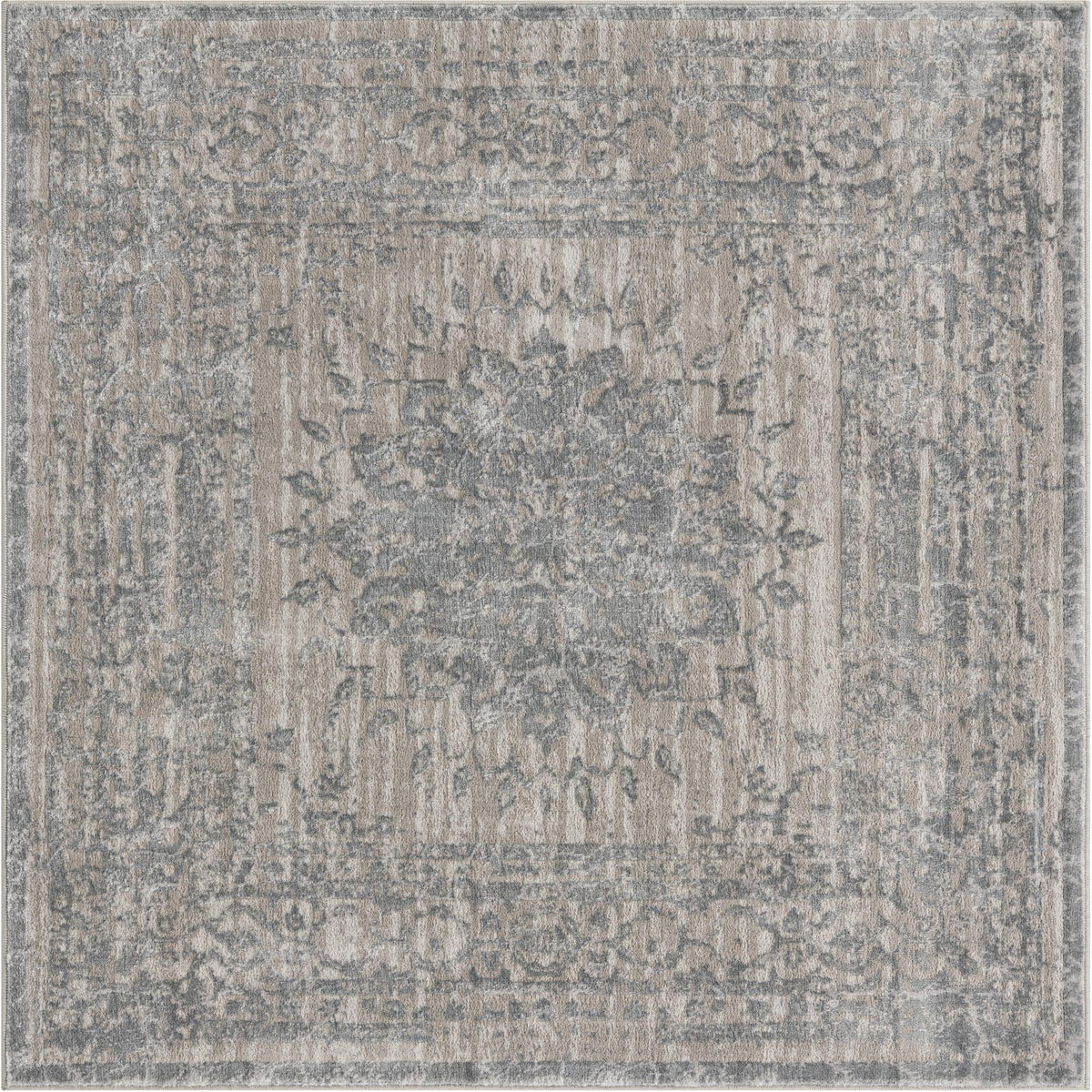 Derbyshire Elegance Collection Area Rug - Buxton Square Gray  lifestyle 17