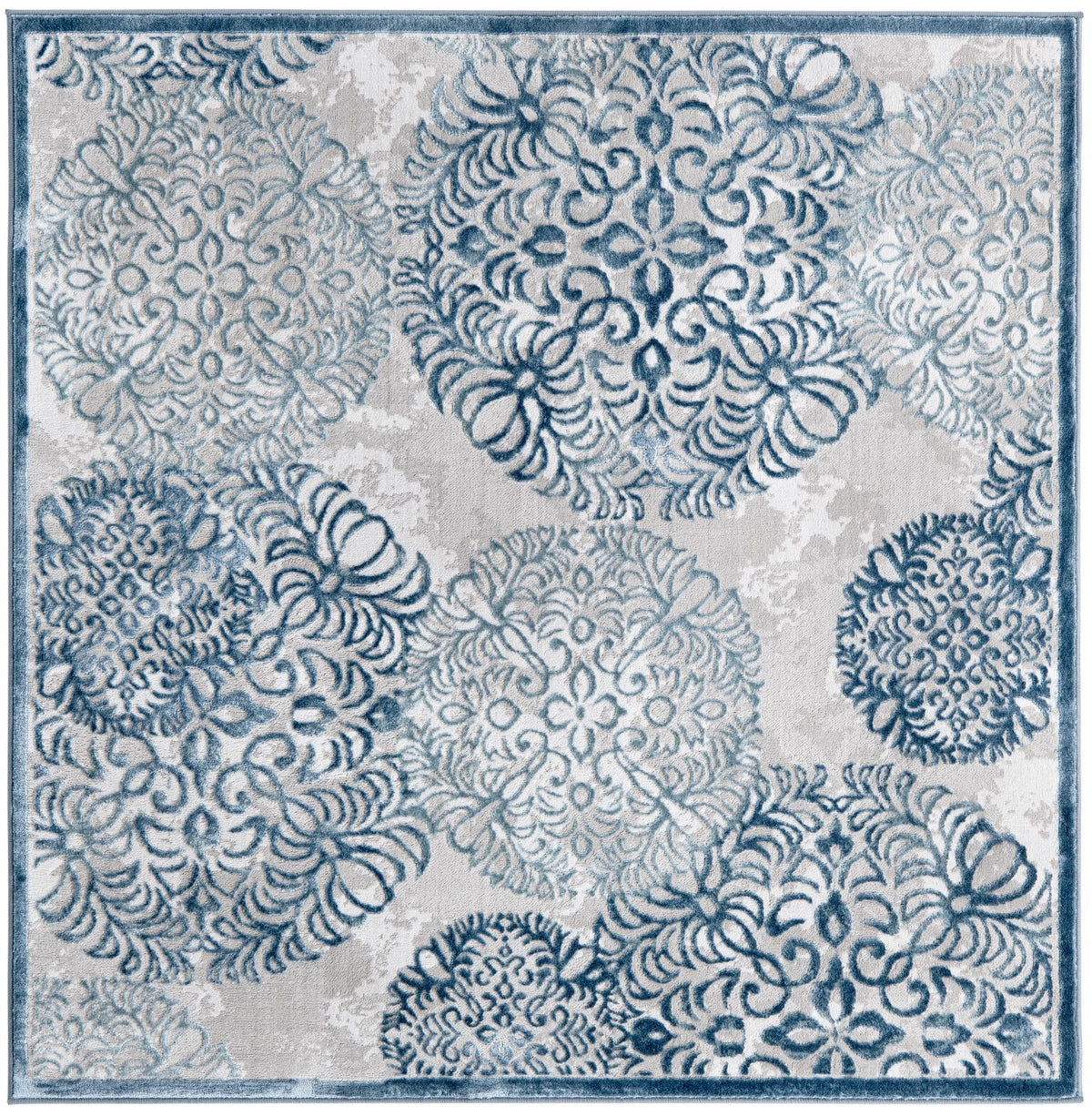 Derbyshire Elegance Collection Area Rug -  Bakewell Square Blue  lifestyle 35