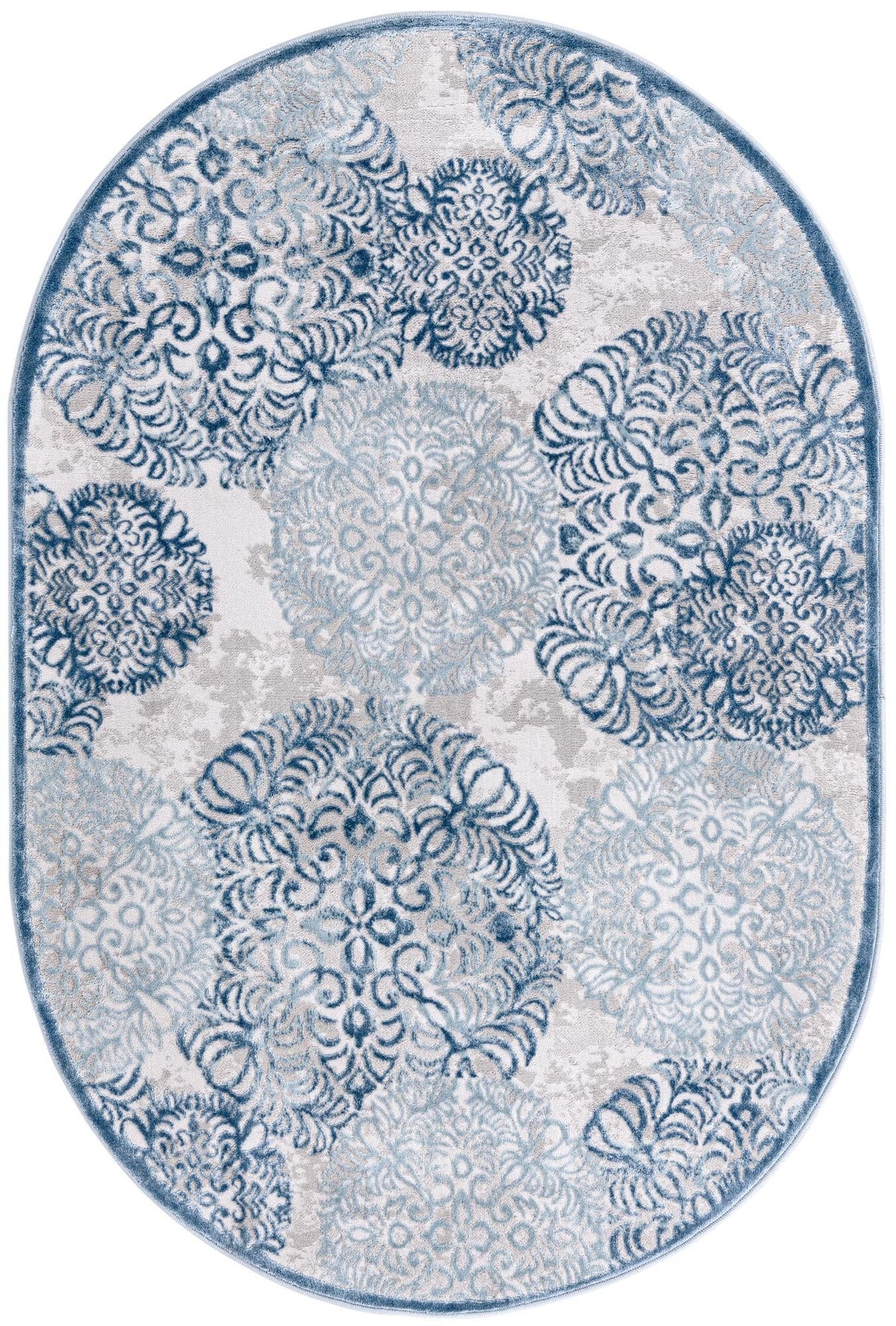 Derbyshire Elegance Collection Area Rug -  Bakewell Oval Blue  lifestyle 36