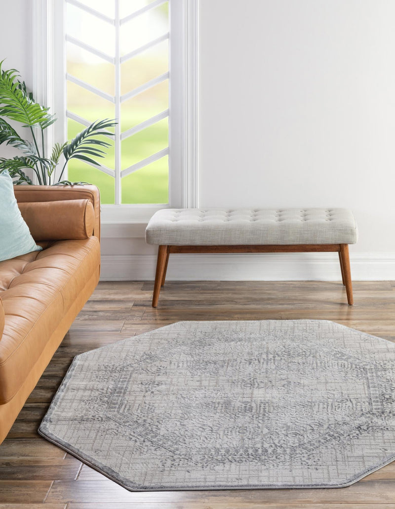 Derbyshire Elegance Collection Area Rug -  Matlock Octagon Gray  lifestyle 58
