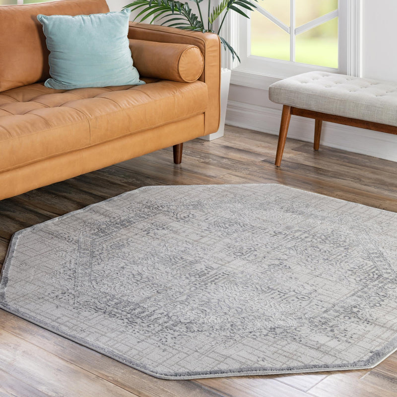 Derbyshire Elegance Collection Area Rug -  Matlock Octagon Gray  lifestyle 107