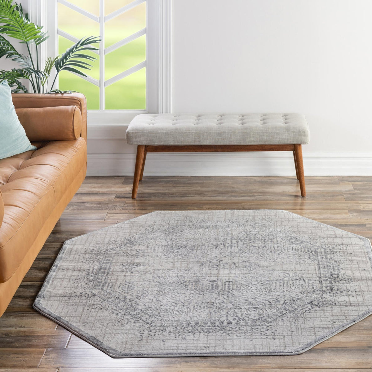 Derbyshire Elegance Collection Area Rug -  Matlock Octagon Gray  lifestyle 118