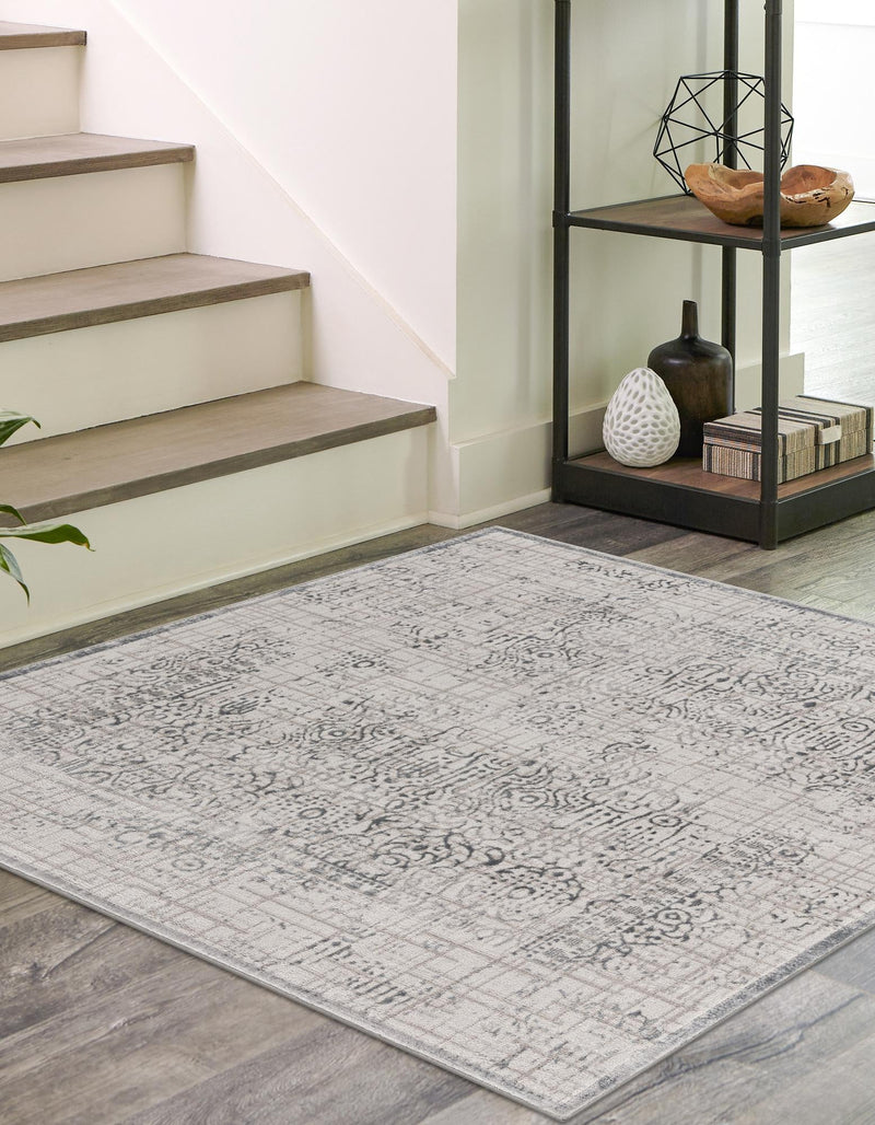 Derbyshire Elegance Collection Area Rug -  Matlock Square Gray  lifestyle 59