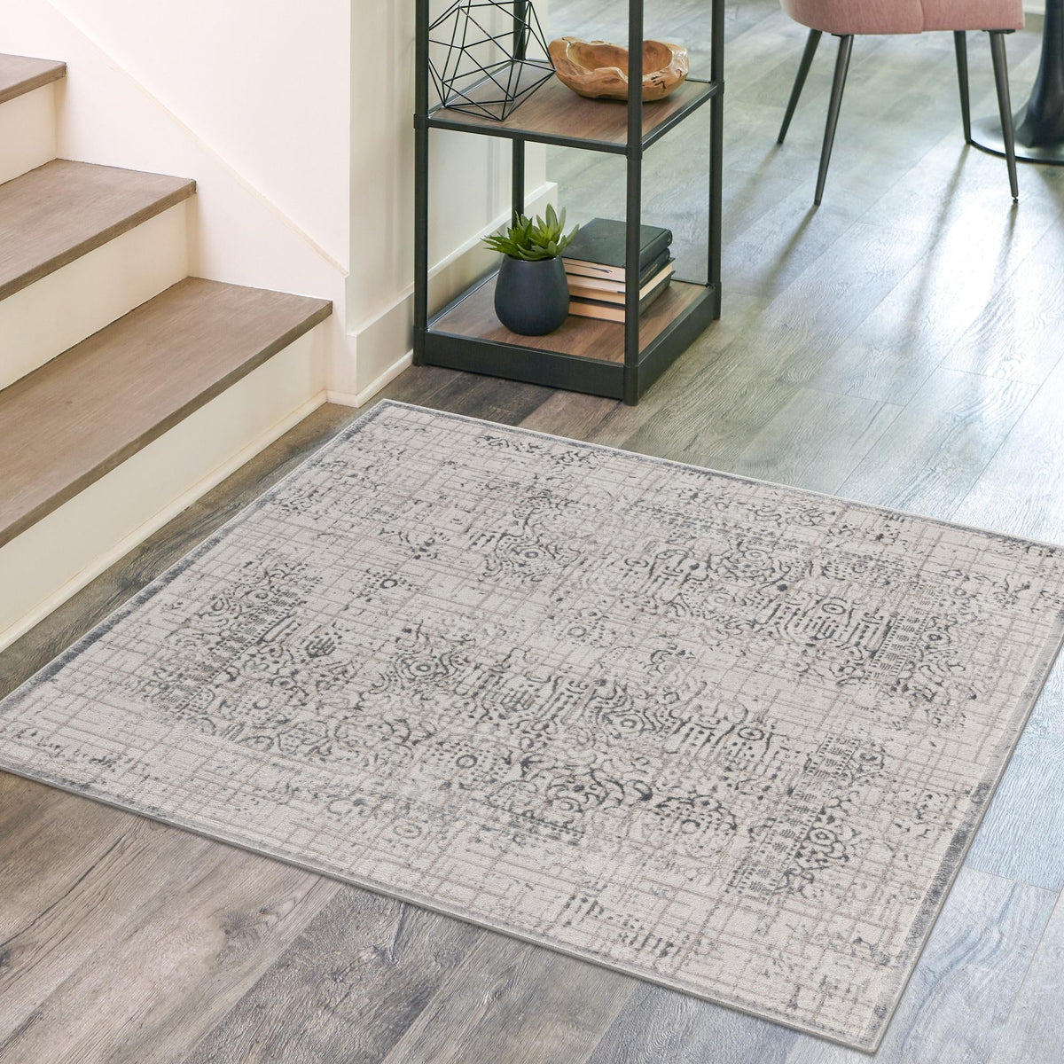 Derbyshire Elegance Collection Area Rug -  Matlock Square Gray  lifestyle 108