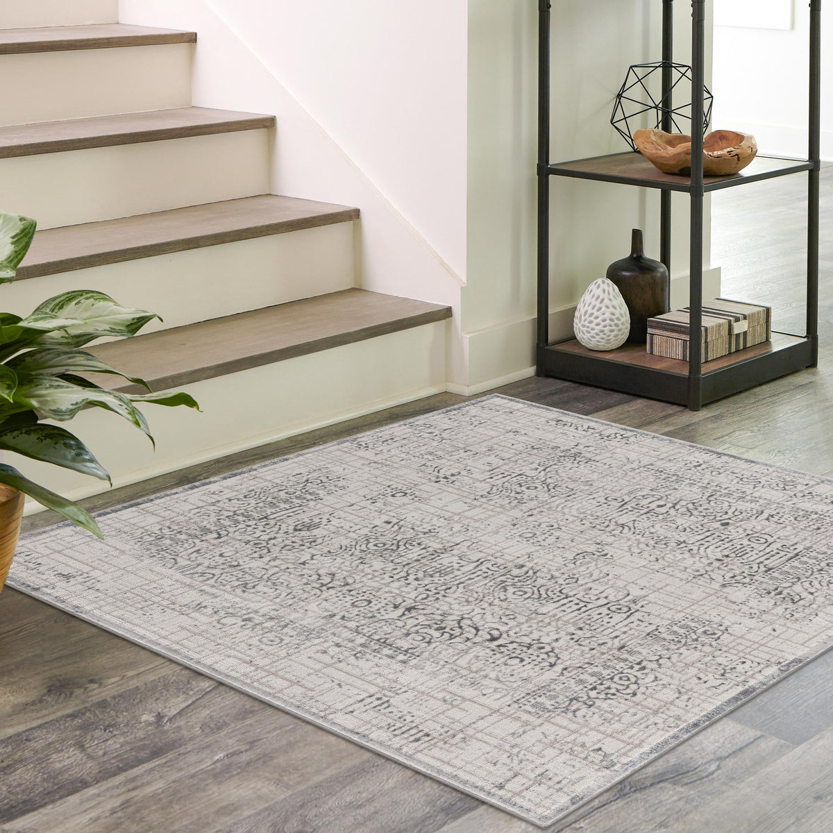 Derbyshire Elegance Collection Area Rug -  Matlock Square Gray  lifestyle 119
