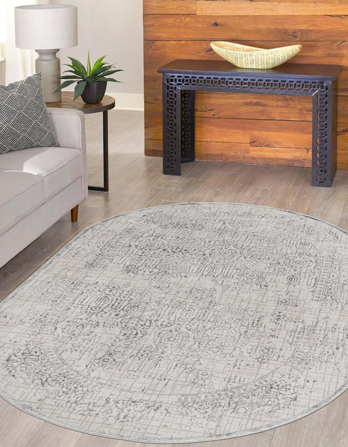 Derbyshire Elegance Collection Area Rug -  Matlock Oval Gray  lifestyle 27