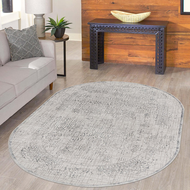 Derbyshire Elegance Collection Area Rug -  Matlock Oval Gray  lifestyle 93