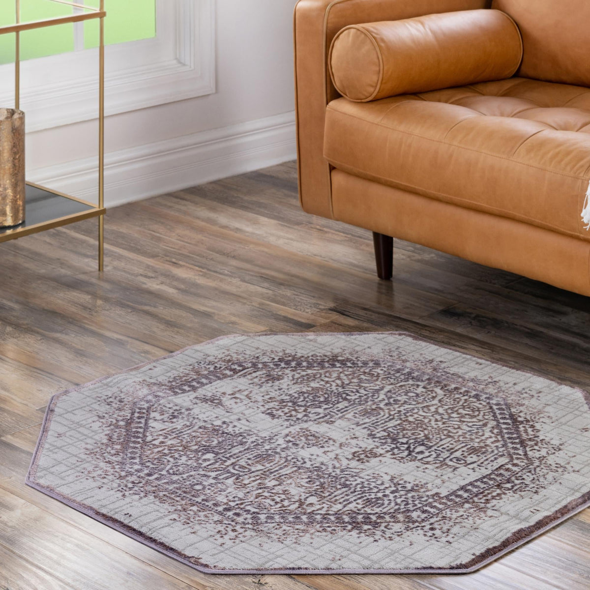 Derbyshire Elegance Collection Area Rug -  Matlock Octagon Violet  lifestyle 109