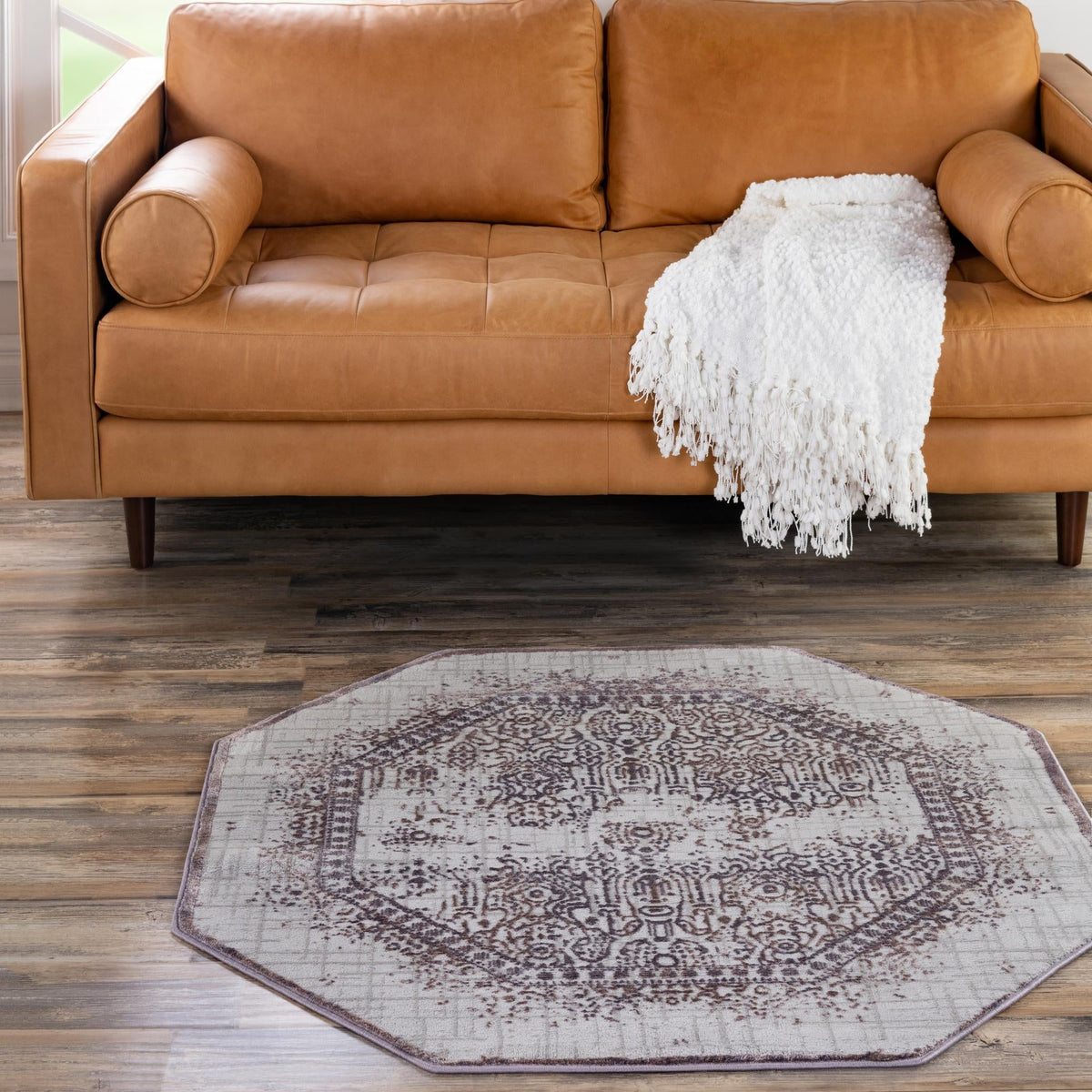 Derbyshire Elegance Collection Area Rug -  Matlock Octagon Violet  lifestyle 120