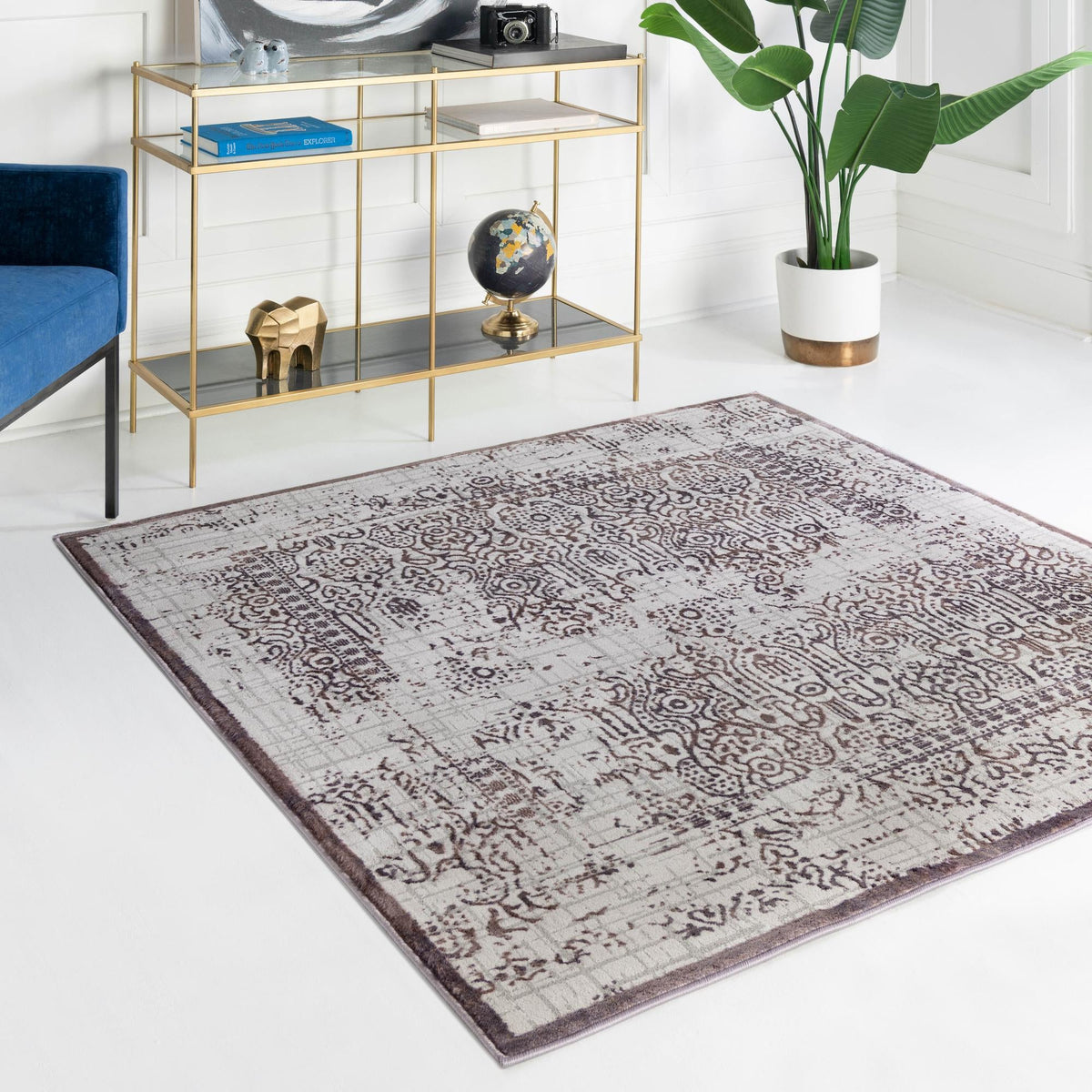 Derbyshire Elegance Collection Area Rug -  Matlock Square Violet  lifestyle 95