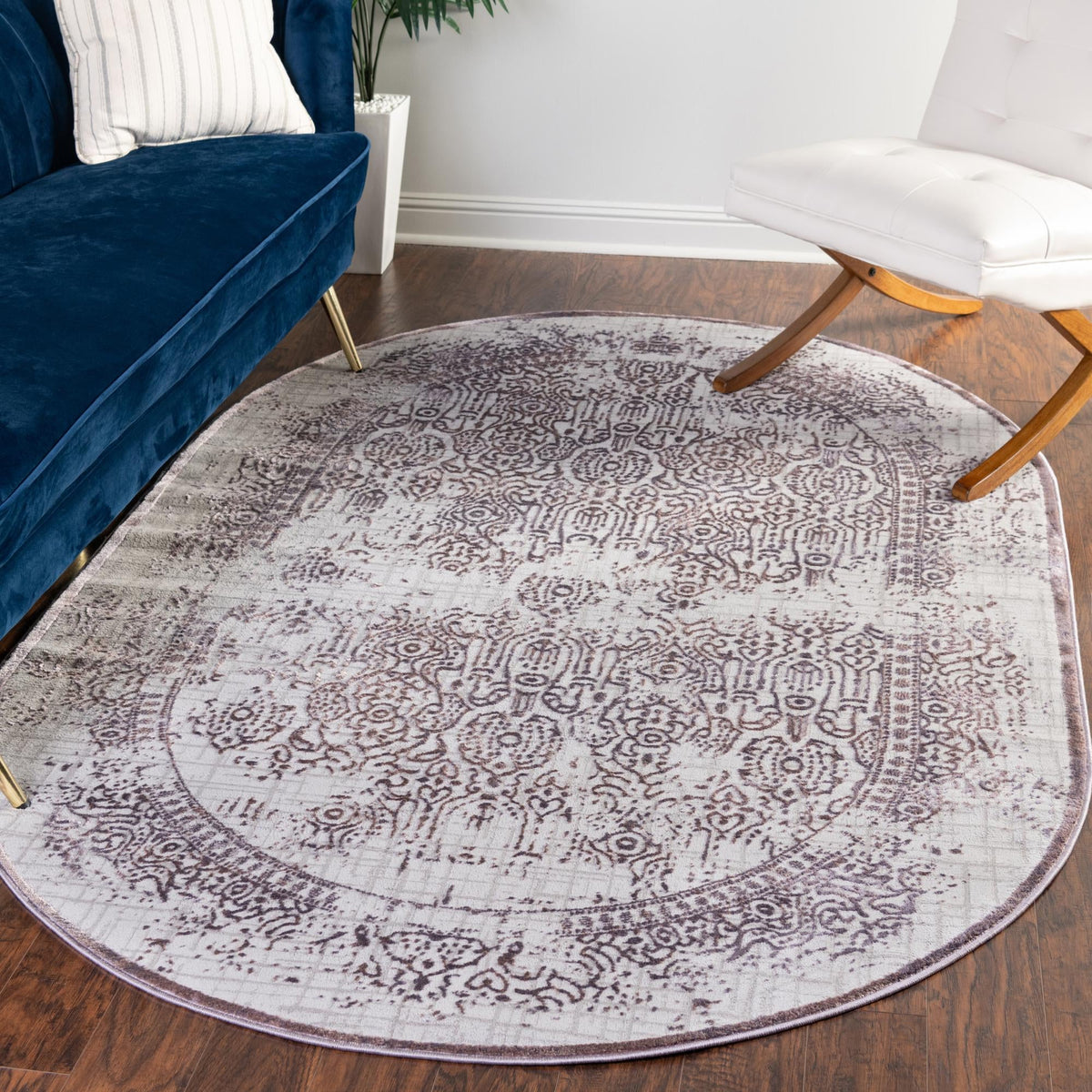 Derbyshire Elegance Collection Area Rug -  Matlock Oval Violet  lifestyle 96