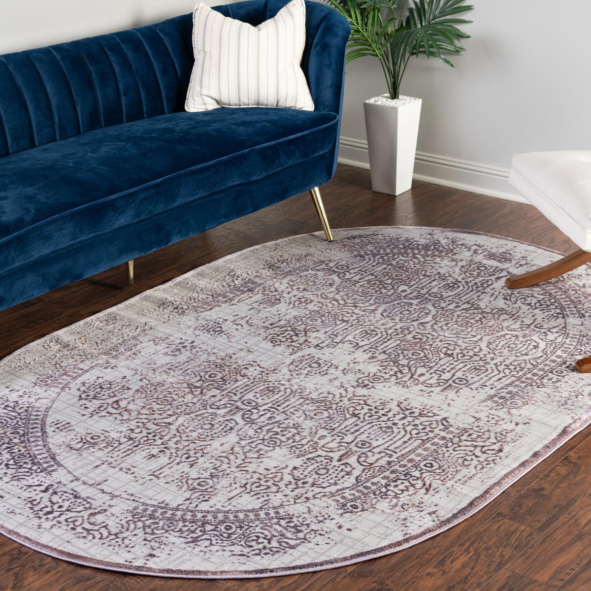 Derbyshire Elegance Collection Area Rug -  Matlock Oval Violet  lifestyle 100