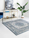 Derbyshire Elegance Collection Area Rug - Buxton Square Light Blue  lifestyle 50