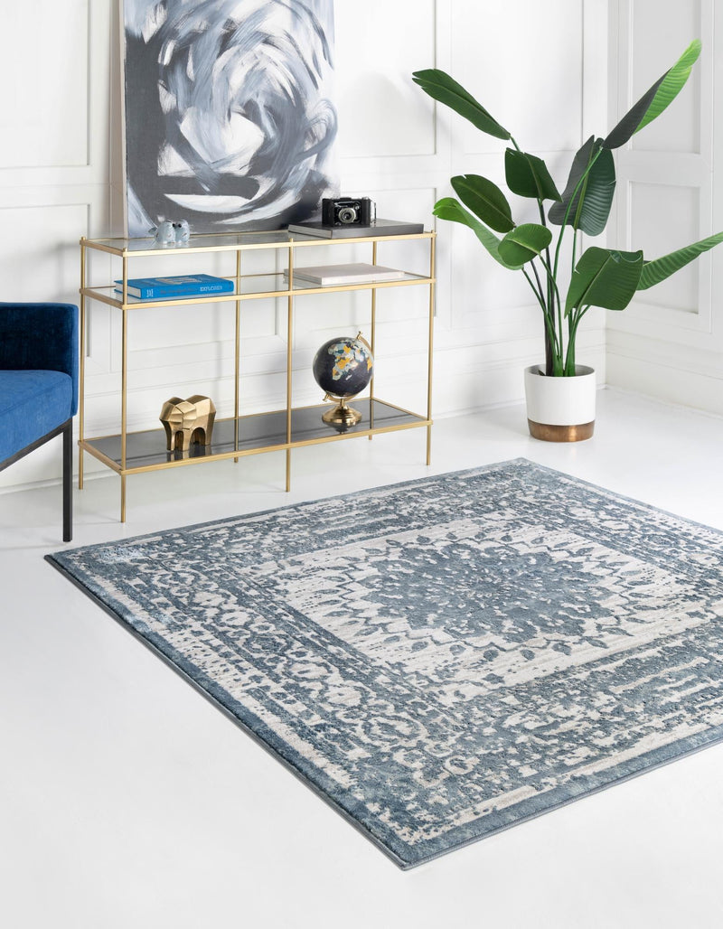 Derbyshire Elegance Collection Area Rug - Buxton Square Light Blue  lifestyle 50