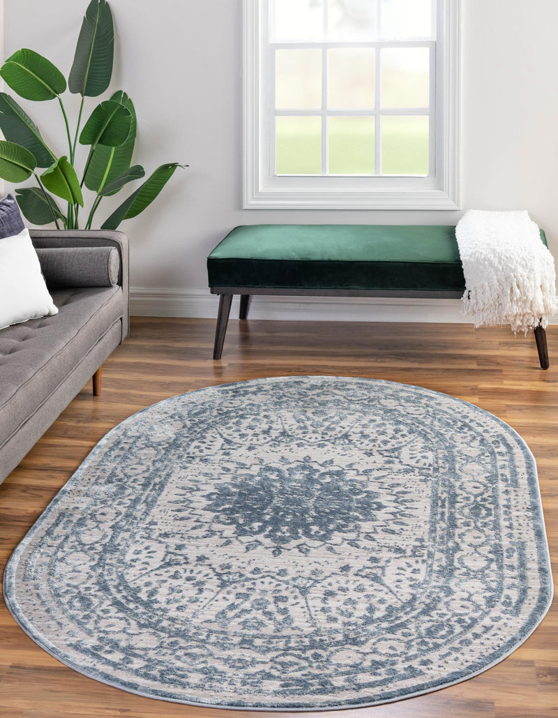 Derbyshire Elegance Collection Area Rug - Buxton Oval Light Blue  lifestyle 51