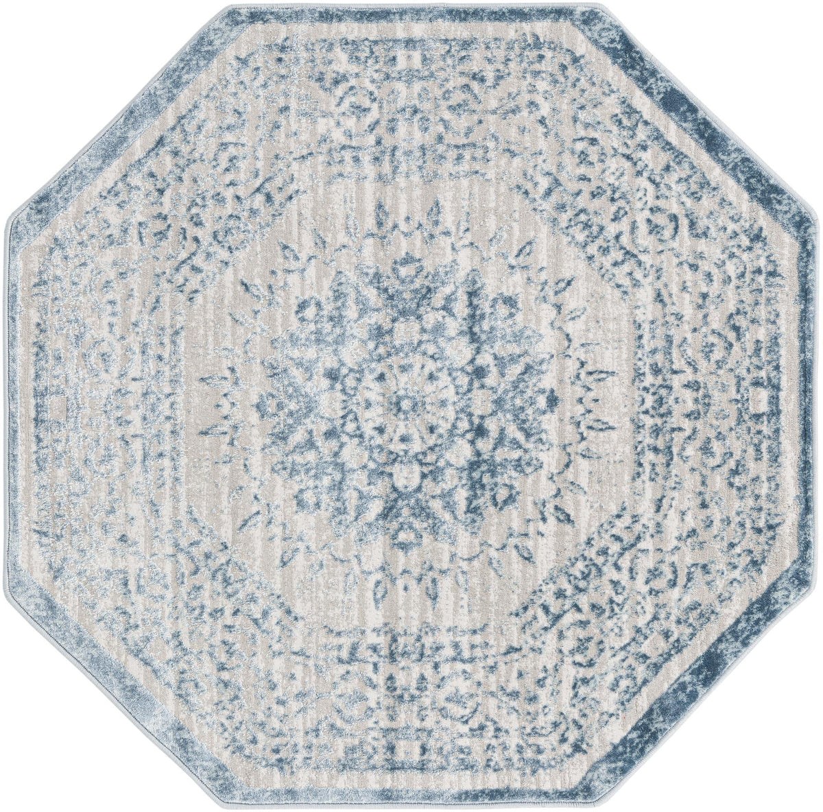 Derbyshire Elegance Collection Area Rug - Buxton Octagon Light Blue  lifestyle 43