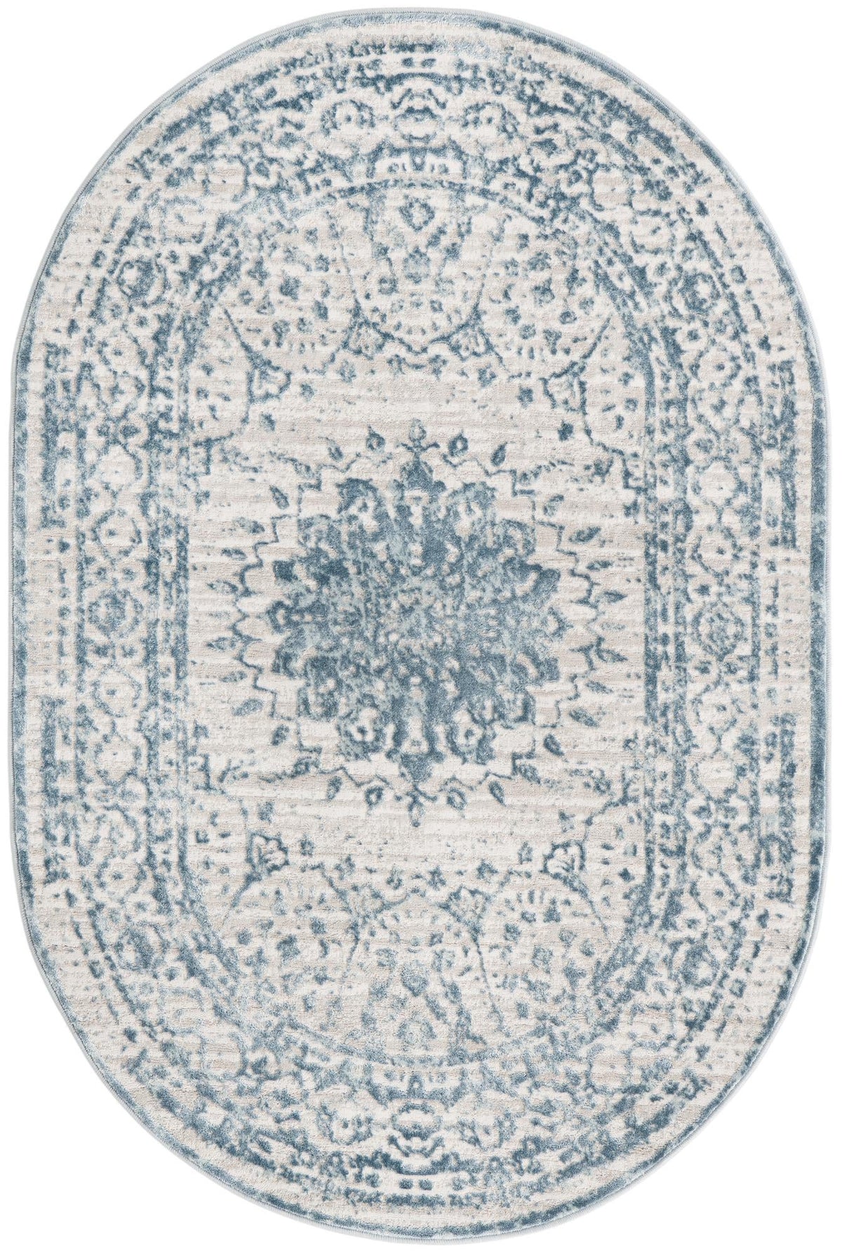 Derbyshire Elegance Collection Area Rug - Buxton Oval Light Blue  lifestyle 45