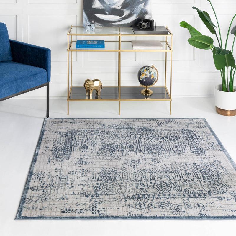 Derbyshire Elegance Collection Area Rug -  Matlock Square Blue  lifestyle 122