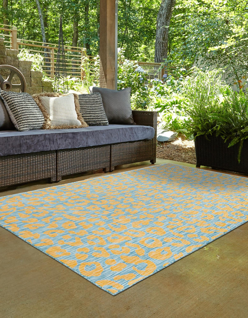 Jungle Expedition Collection Area Rug -  Amazon (Blue Yellow) Rectangle Blue Yellow  lifestyle 2