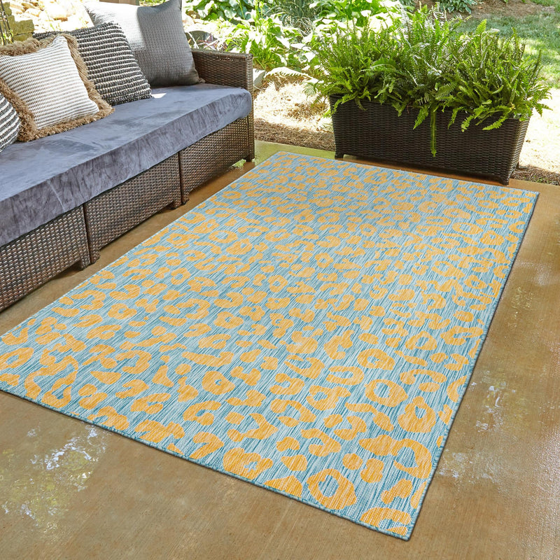Jungle Expedition Collection Area Rug -  Amazon (Blue Yellow) Rectangle Blue Yellow  lifestyle 13