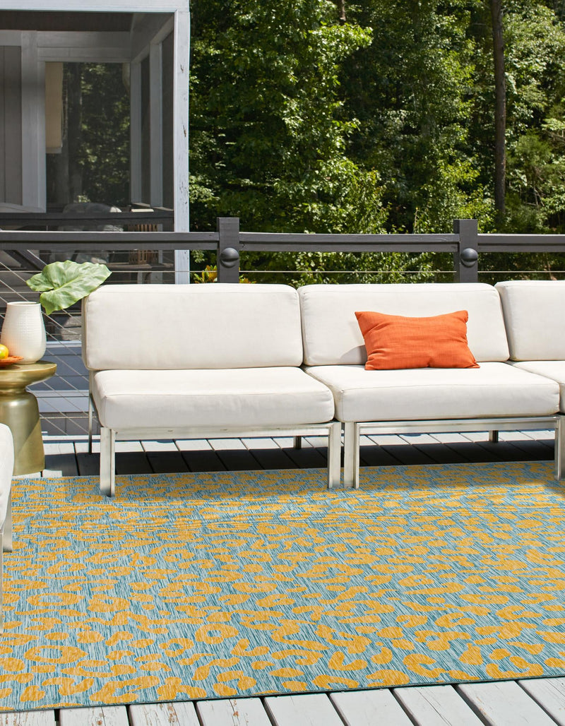 Jungle Expedition Collection Area Rug -  Amazon (Blue Yellow) Square Blue Yellow  lifestyle 2