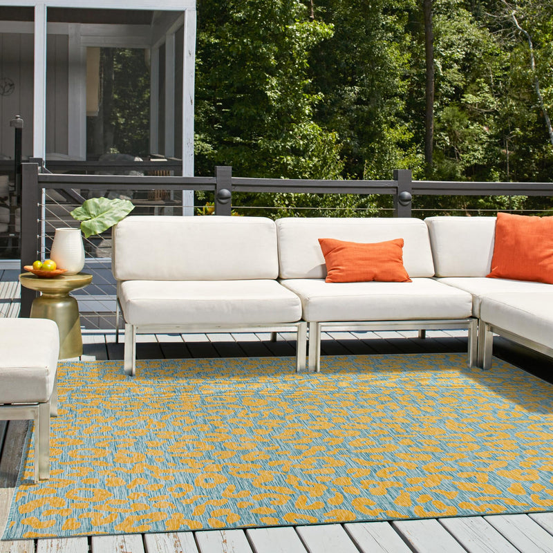 Jungle Expedition Collection Area Rug -  Amazon (Blue Yellow) Square Blue Yellow  lifestyle 14