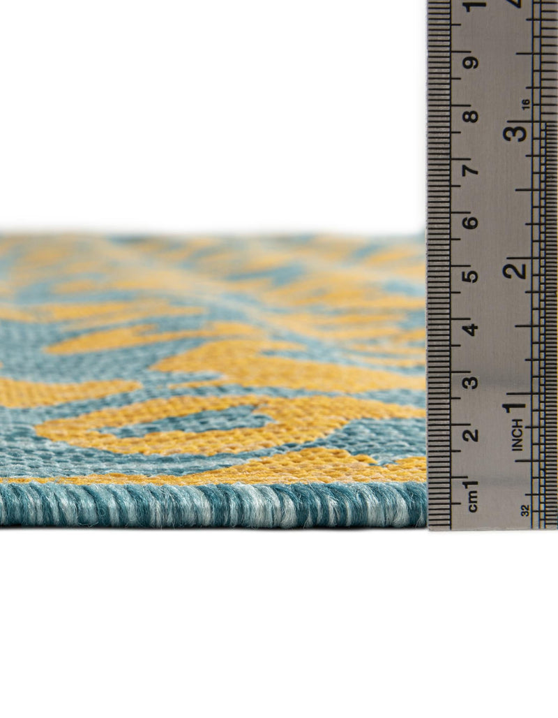 Jungle Expedition Collection Area Rug -  Amazon (Blue Yellow) Round Blue Yellow  lifestyle 3