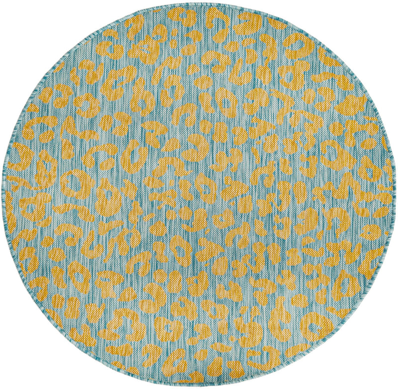 Jungle Expedition Collection Area Rug -  Amazon (Blue Yellow) Round Blue Yellow Main