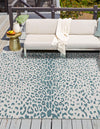 Jungle Expedition Collection Area Rug - Serengeti Square Teal  lifestyle 35