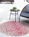 Jungle Expedition Collection Area Rug - Serengeti Round Pink Gray  lifestyle 2