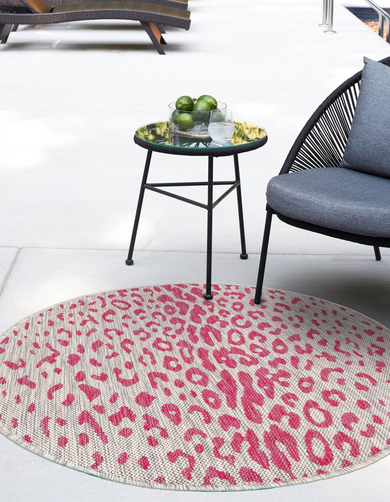 Jungle Expedition Collection Area Rug - Serengeti Round Pink Gray  lifestyle 2
