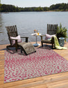 Jungle Expedition Collection Area Rug - Serengeti Square Pink Gray  lifestyle 0