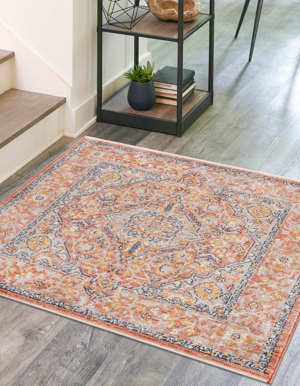 Seville Stripes Collection Area Rug - Cadiz (Brick Red) Square Brick Red  lifestyle 8