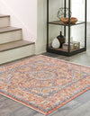 Seville Stripes Collection Area Rug - Cadiz (Brick Red) Square Brick Red  lifestyle 13