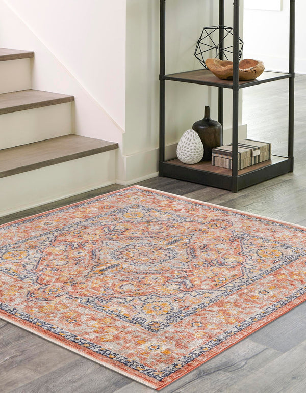 Seville Stripes Collection Area Rug - Cadiz (Brick Red) Square Brick Red  lifestyle 13