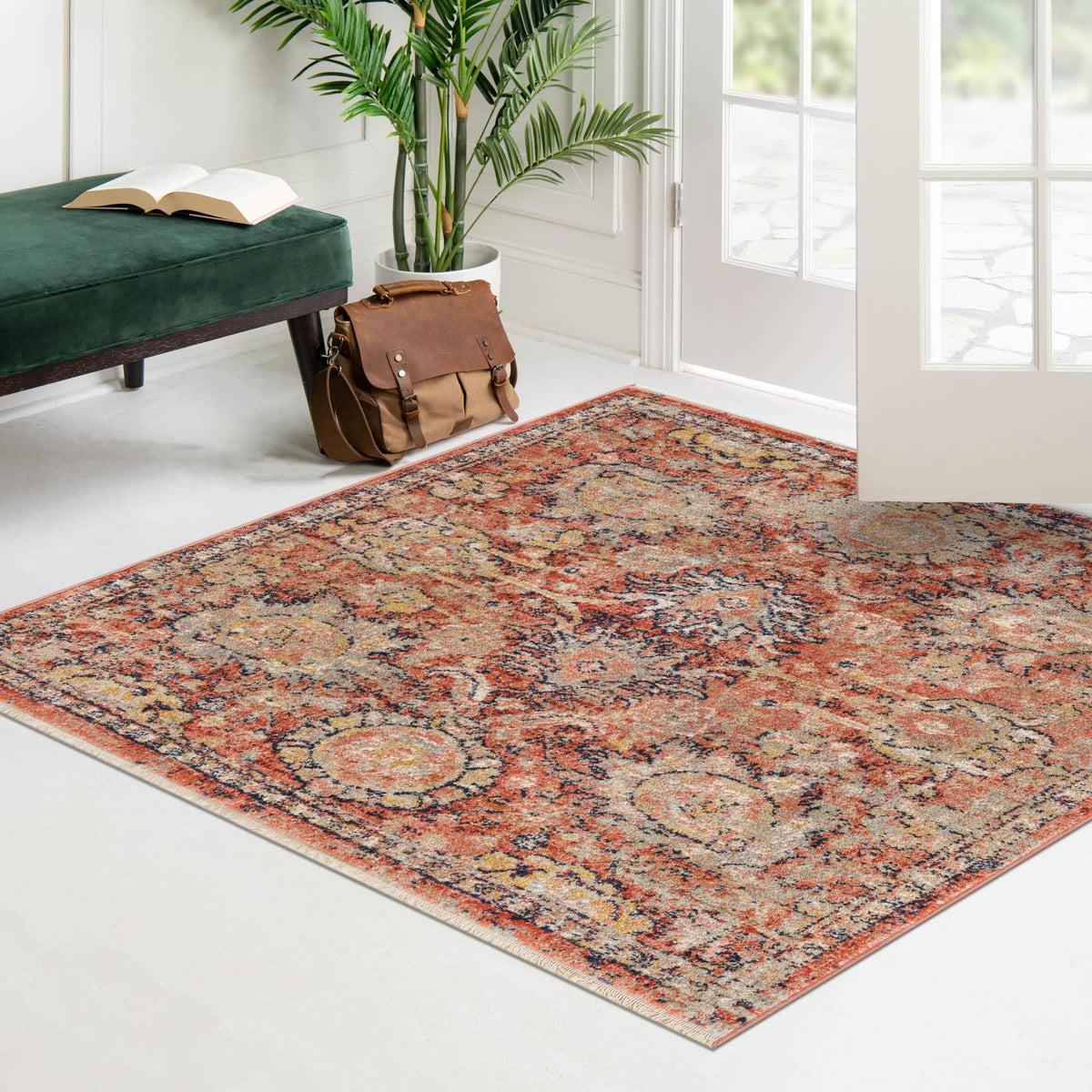 Seville Stripes Collection Area Rug -  Cordoba (Brick Red) Square Brick Red  lifestyle 66
