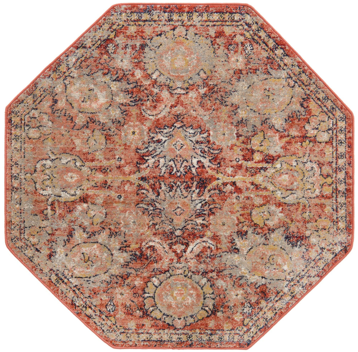 Seville Stripes Collection Area Rug -  Cordoba (Brick Red) Octagon Brick Red  lifestyle 5