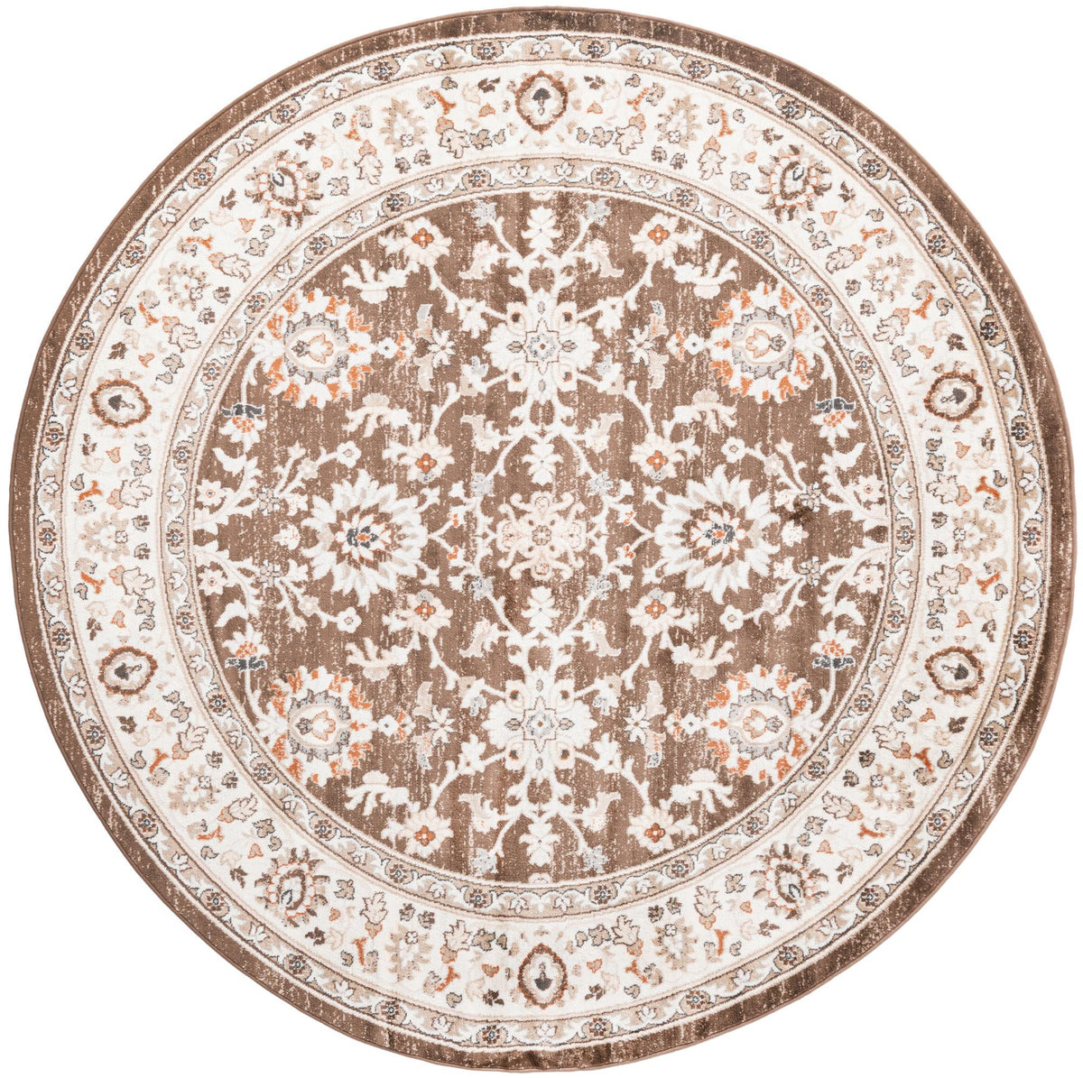 Savannah Elegance Collection Area Rug - Augusta (Brown) Round Brown  lifestyle 14