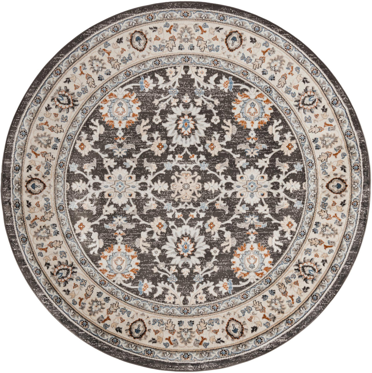 Savannah Elegance Collection Area Rug - Augusta (Fume Gray) Round Fume Gray  lifestyle 9