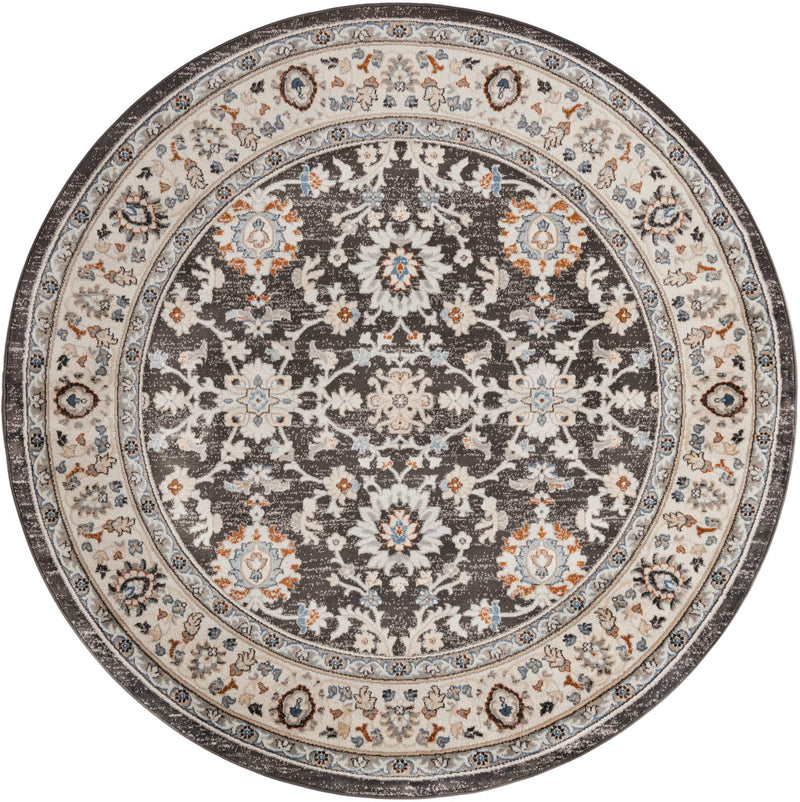 Savannah Elegance Collection Area Rug - Augusta (Fume Gray) Round Fume Gray  lifestyle 9