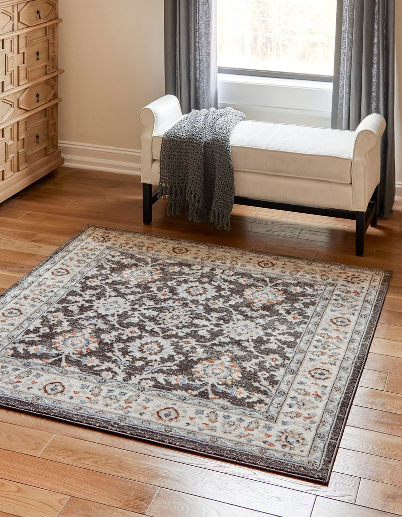Savannah Elegance Collection Area Rug - Augusta (Fume Gray) Square Fume Gray  lifestyle 15